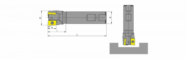Drm.35 L100 mm - Schaftfräser, für APKT1003, Z=4