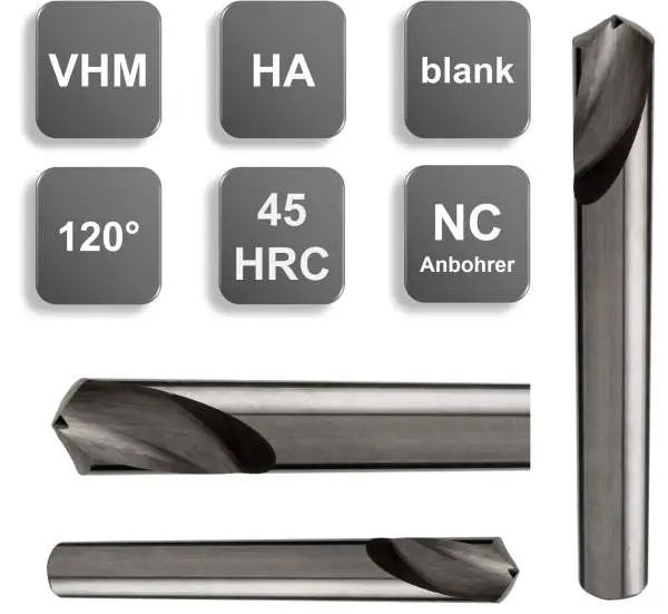 10,0 x 20 x 70 - d2=10 mm ✓ VHM-NC-Anbohrer 120° bis 45 HRC, HA-Schaft