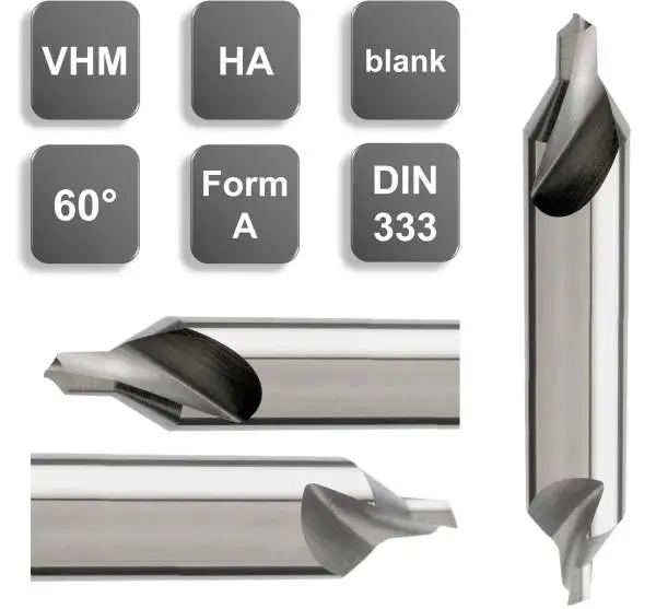 0,5 x 0,8 x 31,5 - d2=3,15 mm ✓ VHM-Zentrierbohrer 60°/120°, Typ N, Form A, HA-Schaft