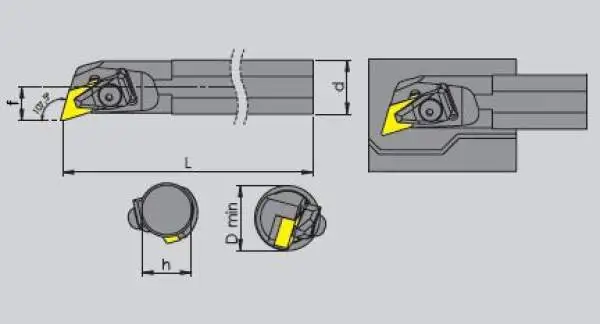 S50V - DDQNR - 15 - Bohrstange 107,5°, Rechts für DNM-Platten
