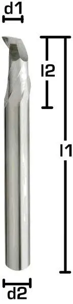6,0 x 14 x 60 - d2=8 mm ✓ HSSE Alufräser, Einzahnfräser, Fräser, Spiralfräser mit Z=1