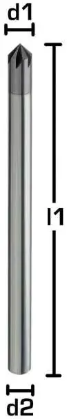4,0 x 100 - d2=4 mm ✓ VHM-Entgrater 90°, Fasenfräser überlang/extralang, Z=4, beschichtet, HA Schaft