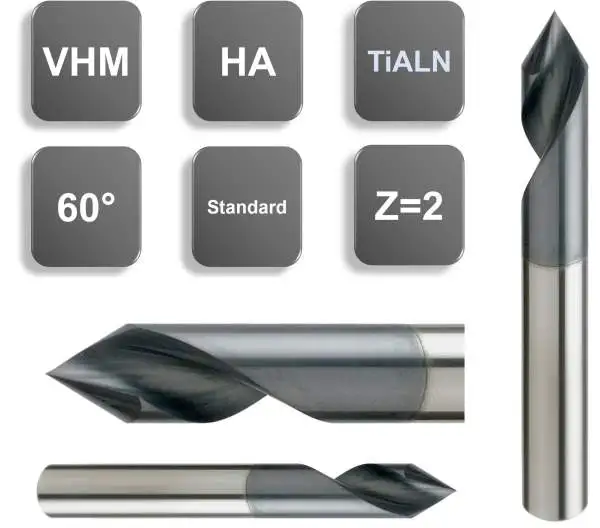 3,0 x 10 x 40 - d2=3 mm ✓ VHM-Gravierfräser 60°, Beschichtet