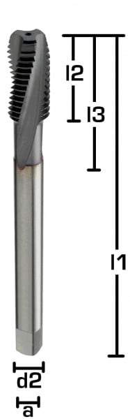 M8 ✓ HSSE/PM Gewindebohrer 15°, Sackloch, DIN371, TICN, 6HX, Form C, Maschinengewindebohrer bis 1400 N/mm²
