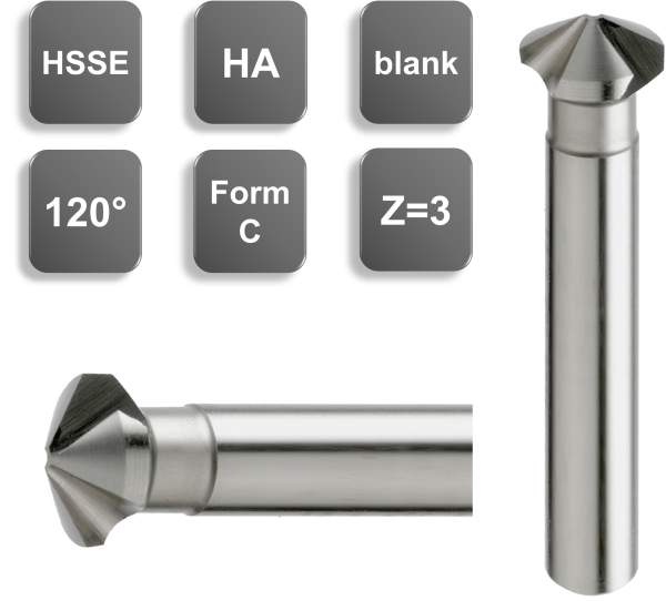 25 x 62 mm, d2=10 mm ✓ HSSE-Kegelsenker 120°, Senker, Entgratsenker, Z=3, blank