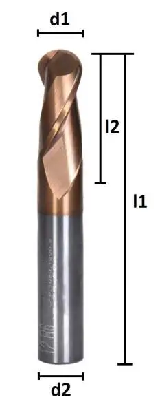 3R1,5 x 6 x 50 - d2=4 mm ✓ VHM Radiusfräser, Vollradiusfräser Z=2, TiSiN beschichtet