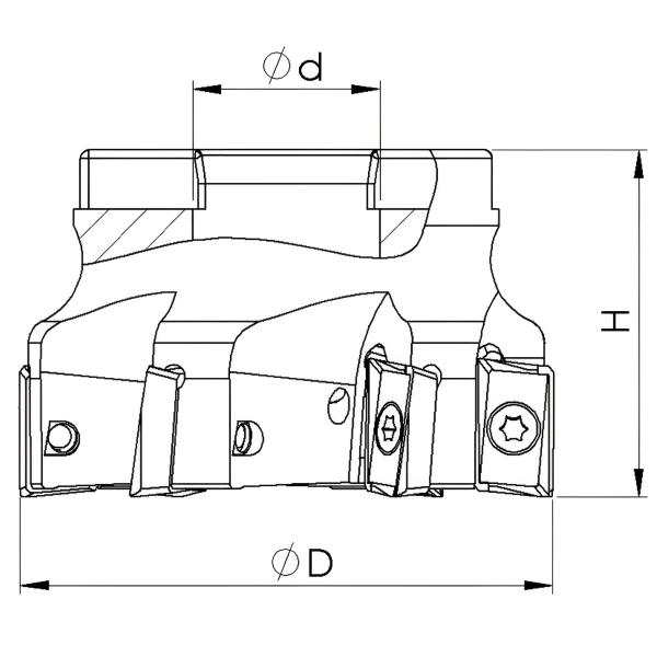 63 mm - Z=6 ✓ Eckfräser Messerkopf 90° für APMT1604 Wendeplatten mit Innenkühlung
