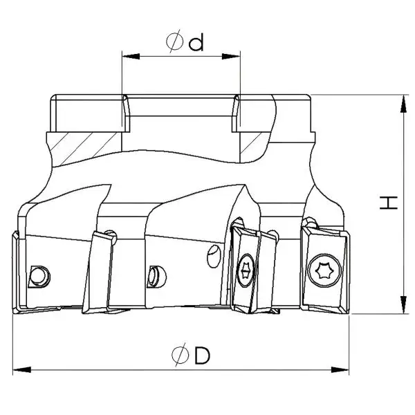 63 mm - Z=6 ✓ Eckfräser Messerkopf 90° für APMT1604 Wendeplatten mit Innenkühlung