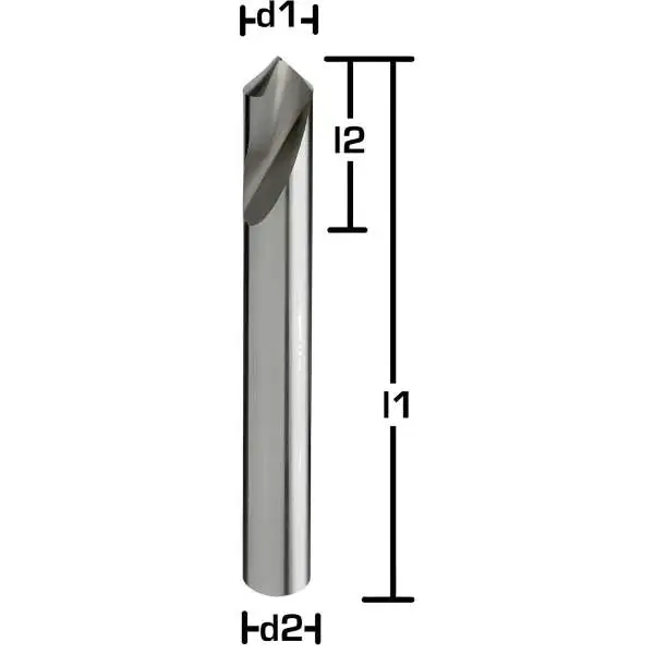 GEFRABO HSSE-NC-Anbohrer mit 90° Spitzenwinkel, verfügbar von Ø 3 bis Ø 20 mm, für exakte Bohransätze in der Metallbearbeitung.