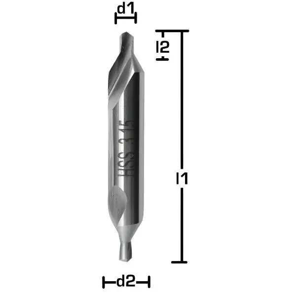 6,3 x 71 - d2=16 mm ✓ HSS Zentrierbohrer DIN333, geschliffen, Form A, rechts, 60° Senkwinkel