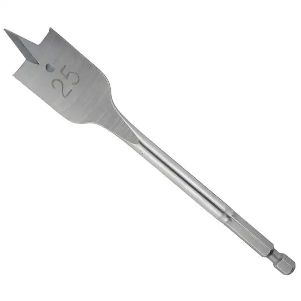 14 mm ✓ Flachfräsbohrer, sandgestrahlt mit Seitenschneider, Holzbohrer mit QickBit (6-Kant) Schaft