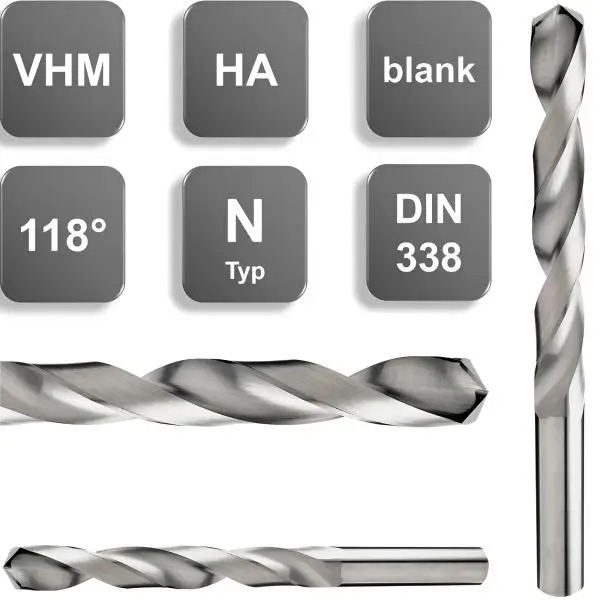 3.05 x 37 x 65 mm ✓ VHM-Spiralbohrer DIN338, Bohrer Typ N, 118°