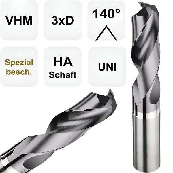 8,5 x 35 x 89, d2=10 mm ✓ VHM-Spiralbohrer, 3xD Hochleistungsbohrer beschichtet, Universalbohrer 140°
