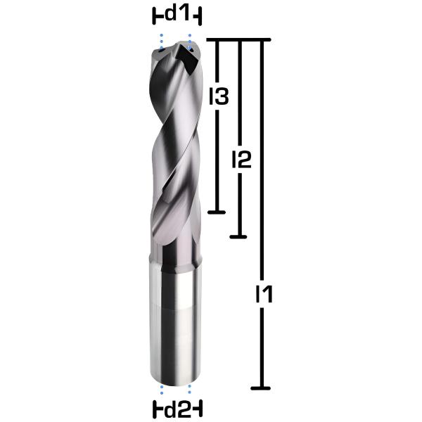 VHM-Spiralbohrer mit IK 3xD - beschichteter Hochleistungsbohrer mit 140° Spitze und Kühlkanal