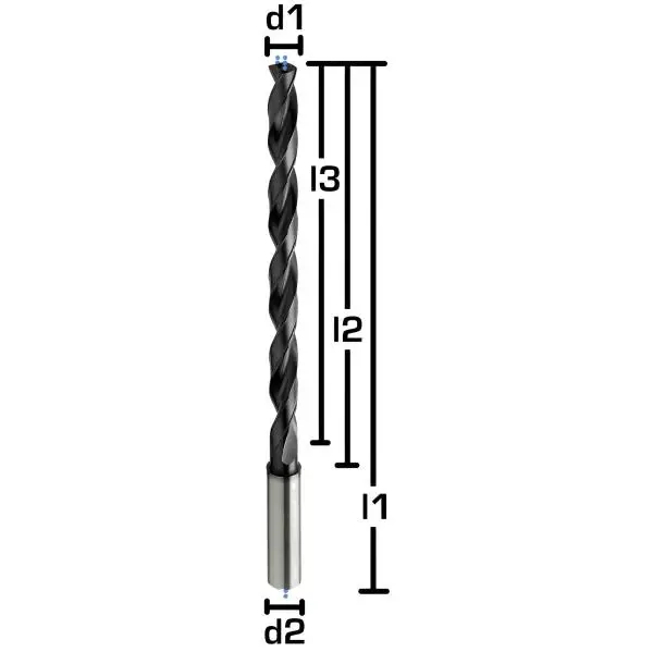 GEFRABO VHM Spiralbohrer 12xD mit IK, beschichteter Kühlkanalbohrer mit 2 Führungsfasen