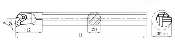 25 x 250 ✓ Bohrstange CKUNR 93°, Rechts für KNUX16-Wendeplatten, Klemmhalter zum Innendrehen