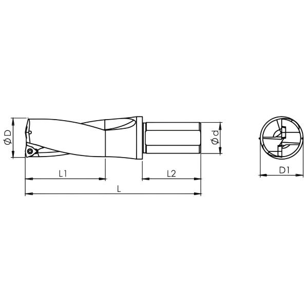 Wendeplattenbohrer U-Drill 2xD mit IK Aufnahme für WCMX Wendeplatten CNC