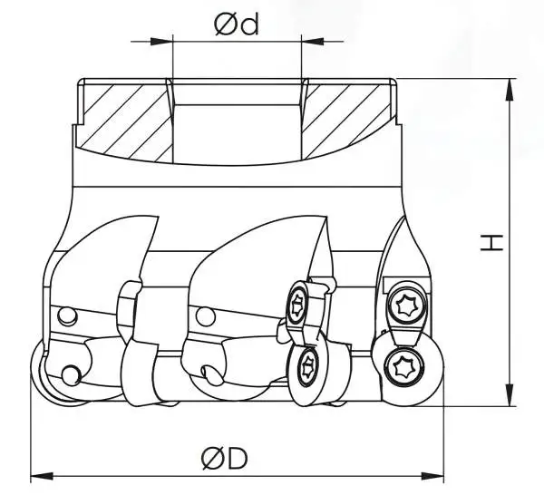 52 mm - Z=4 ✓ Eckfräser Messerkopf Fräskopf für RDKW1604 Wendeplatten