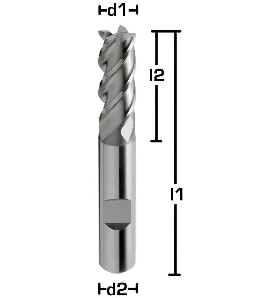 2 x 7 x 51 - d2=6 mm ✓ HSSE Fräser, Schaftfräser Z=3, HB Schaft DIN844, Typ N