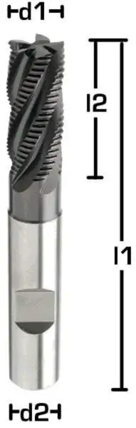 25,0 x 45 x 121 mm, Typ HR, d2=25,0 HB, HSSE/PM-Schruppfräser 30°, DIN 844, Z=5, beschichtet