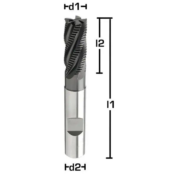 6,0 x 13 x 57, d2=6 mm ✓ HSSE/PM-Schruppfräser 30°, Fräser zum Schruppen Typ HR DIN 844, Z=4, beschichtet, HB Schaft