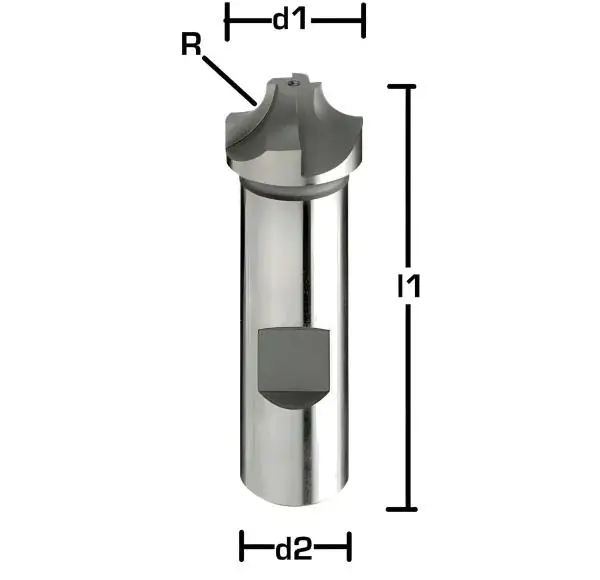 R5 / 16 x 60, d2=12 mm ✓ HSSE-Viertelrund-Profilfräser, Viertelkreisfräser, Konkavfräser DIN 6518, Z=4, blank