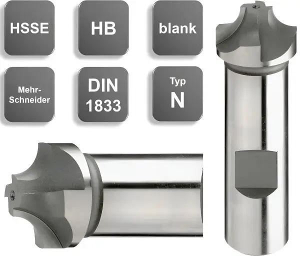 R5 / 16 x 60, d2=12 mm ✓ HSSE-Viertelrund-Profilfräser, Viertelkreisfräser, Konkavfräser DIN 6518, Z=4, blank
