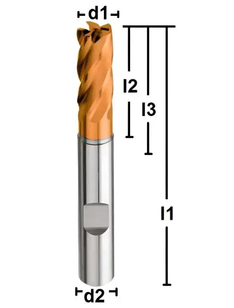 2,0 x 6 x 8 x 57 - d2=6 mm Z4 ✓ VHM Spezial-Fräser 25/28° für Formenbau bis 65 HRC einsetzbar HPC