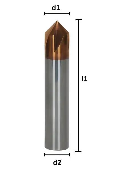 3,0 x 40 - d2=3 mm ✓ VHM Entgrater, Fasenfräser 90°, Z=4, Beschichtet, HA-Schaft