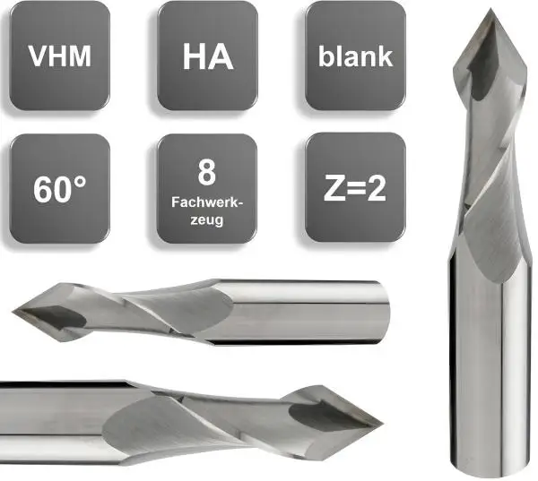 2,0 x 4 x 39 - d2=3 mm ✓ VHM 8-Fachwerkzeug 60° Multifräser Universalfräser Z=2 Typ N