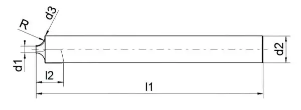 R0,3 x 0,3 x 50 - d2=3 mm ✓ VHM Mikro-Viertelkreisfräser Z=2, Konkavfräser, Profilfräser für abgerundete Fasen durch Viertelkreis-Anschliff
