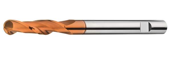 6R3 x 40 x 150 - d2=6 mm ✓ VHM-Radiusfräser 30°, Z=2, Vollradiusfräser Spezialbeschichtet, Überlang