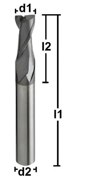 1,0 x 5 x 50 - d2=6 mm ✓ VHM Fräser Z=2 HA beschichtet, Universalfräser, Spiralnutfräser