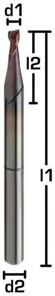 1,8 x 5 x 38 - d2=3 mm ✓ VHM-Mikrofräser 30°, Z=2, Spezialbeschichteter Mini-Schaftfräser