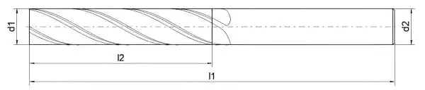 6,0 x 45 x 80 - d2=6 mm ✓ VHM-Schaftfräser 30°, Z=4, poliert, Universalfräser, überlang/extralang