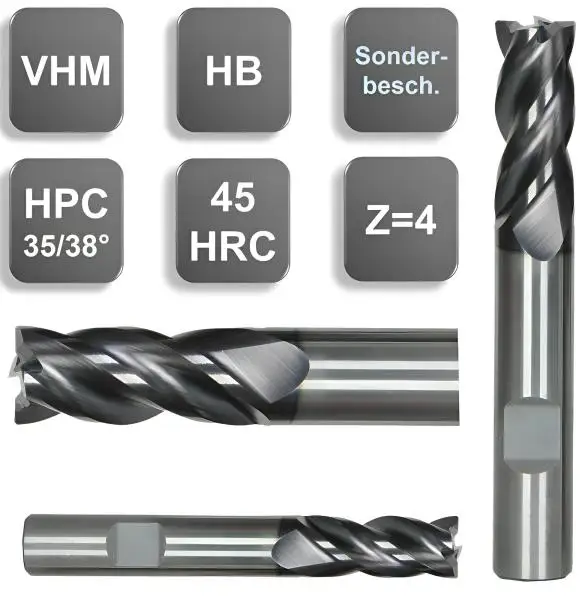 25,0 x 42 x 104 d2=25 mm ✓ VHM HPC-Fräser 35°/38°, Z=4, für Stahl mit Spezialbeschichtung