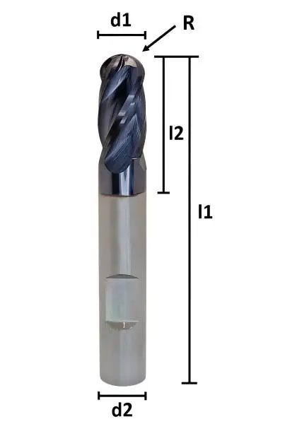 12,0R6 x 25 x 75 - d2=12 mm ✓ VHM-Radiusfräser 30°, Z=4, TiAlN-Beschichteter Vollradiusfräser
