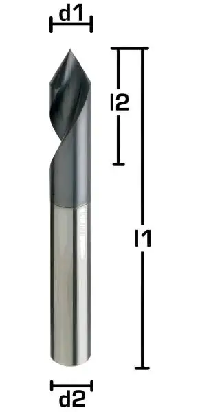 3,0 x 10 x 40 - d2=3 mm ✓ VHM-Gravierfräser 60° Spitze, Beschichtet, zum Gravieren