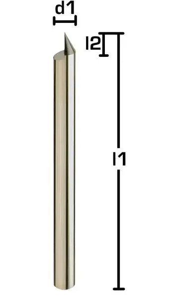 5,0 x 7,5 x 50 - d2=5 mm ✓ VHM-Gravierstichel mit Spitze 60°, hinterschliffen