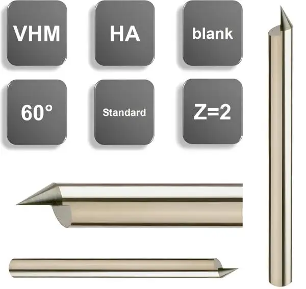 5,0 x 7,5 x 50 - d2=5 mm ✓ VHM-Gravierstichel mit Spitze 60°, hinterschliffen