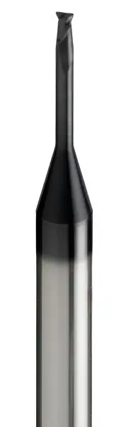 VHM HSC (High Speed Cutting) Mikropierfräser Ø 0,2 mm mit Eckenradius und einer Nutzlänge von 1 mm