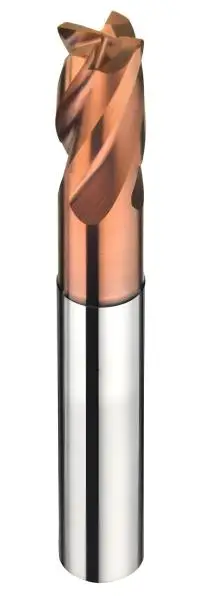 Hochwertiger VHM-Kopierfräser, Formenbau-Fräser mit ER Z=4, mit Spezialbeschichtung und Eckenradius, abgesetzt bis 65 HRC - Made In Germany