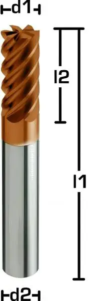 8,0 x 19 x 64 - d2=8 mm ✓ VHM-Formenbau-Spezial-Schaftfräser 45°, Z=6, Beschichtet bis 70 HRC