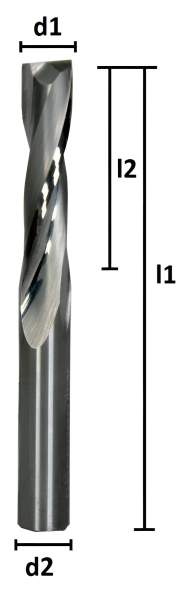6,0 x 25 x 54 - d2=6 mm ✓ VHM Fräser für Holz, Spiralnutfräser, MDF, Acryl, Z=2, poliert