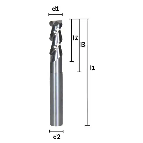 3,0 x 10 x 18 x 45 - d2=3 mm ✓ VHM Alufräser, Z=2, Fräser mit polierter Spannut, 55°, abgesetzt