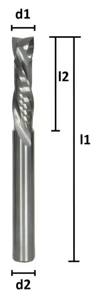 6,0 x 22 x 60 - d2=6 mm ✓ VHM Fräser für Holz, MDF, Spiralfräser bzw. Kompressionsfräser Z=2 up+down