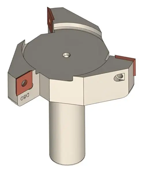 80 - Schaft 20 mm ✓ HM-Bestückter Wendeplattenfräser, Planfräser mit WP-Klingen, Wendemesser, Schaftfräser, Hobelfräser Z=3 für Hartholz, Weichholz, Plastik & Spanplatten
