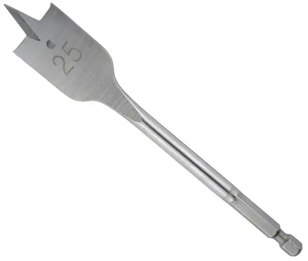 12 mm ✓ Flachfräsbohrer, sandgestrahlt mit Seitenschneider, Holzbohrer mit QickBit (6-Kant) Schaft