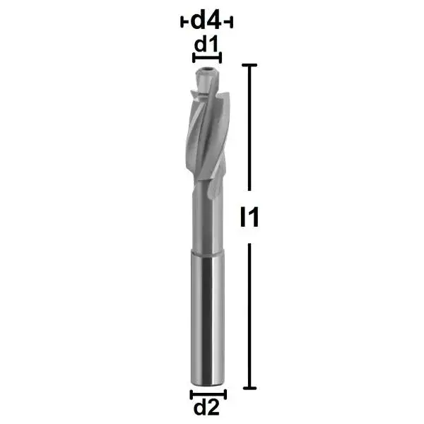 M5 / 5,5 auf 10 x 80 - d2=8 mm ✓ HSS-CO5-Flachsenker, Zapfensenker 180°, mittel, DIN373, Z=3