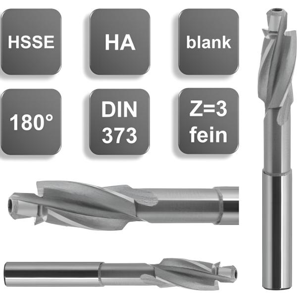 Flachsenker HSS-Co5 180° dreischneidig fein mittel DIN 373 GEFFRABO